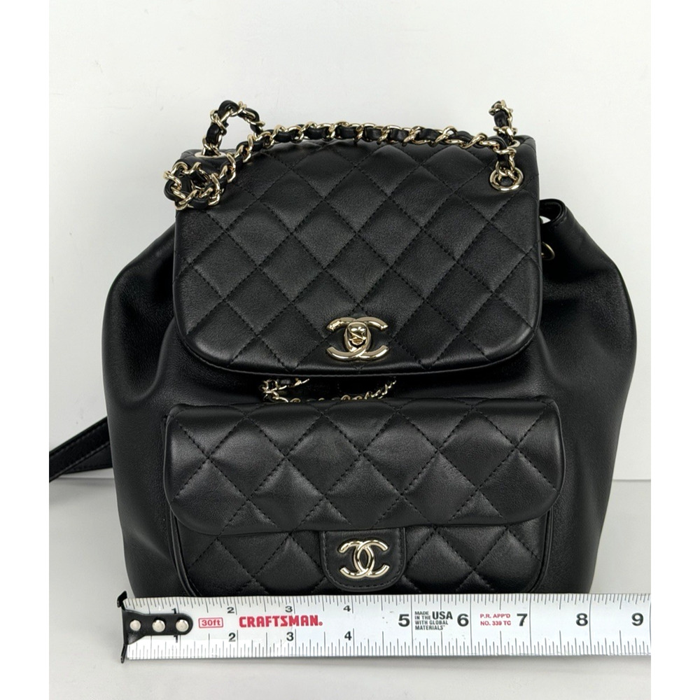 Chanel Large Duma Backpack in Black Quilted Lambskin Leather NFC D7 - Picture 9 of 16